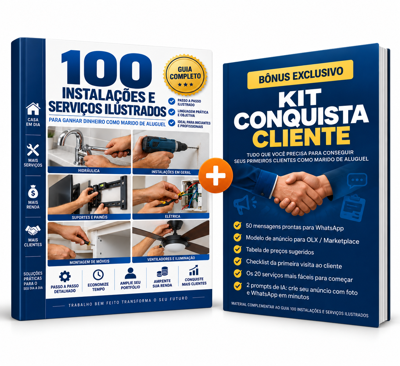 Mockup do guia com o bônus Kit Conquista Cliente